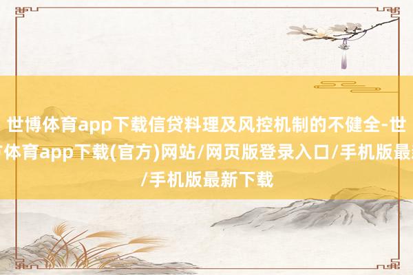 世博体育app下载信贷料理及风控机制的不健全-世博官方体育app下载(官方)网站/网页版登录入口/手机版最新下载